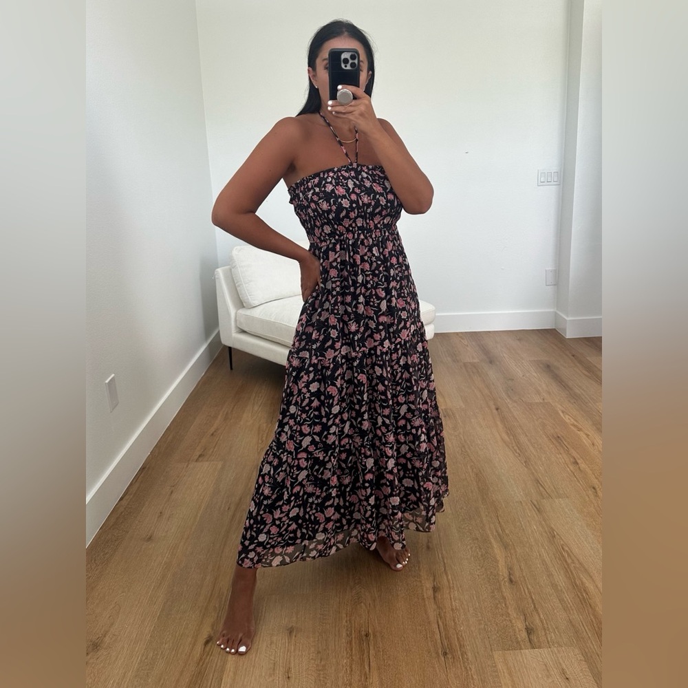 Aritzia Black and White Tiered Strapless Sundress